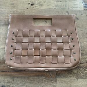 Vintage GAP leather basketweave clutch handbag